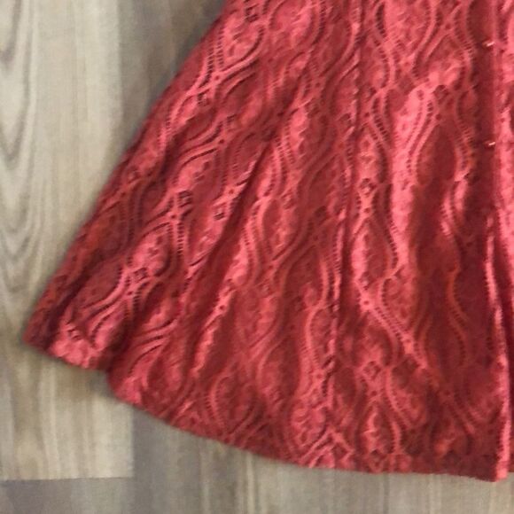 NWT ALTAR’D STATE MARSALA LACE COLLARED BUTTON UP DRESS W/ OPEN BASK SIZE SMALL - Picture 3 of 9